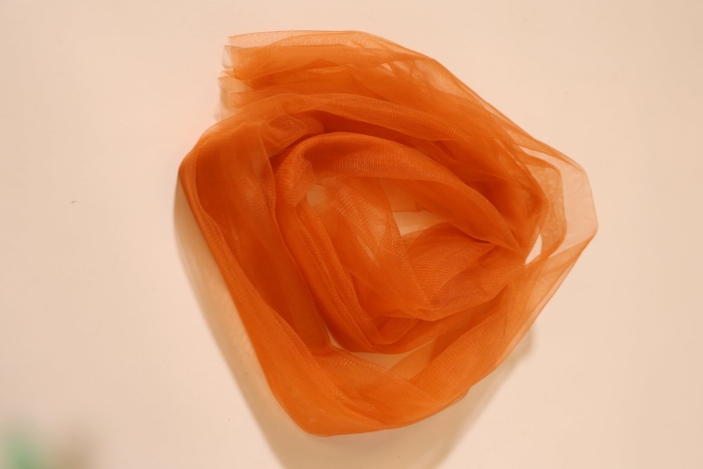 Second Hand figurbetontes, schlichtes Satinkleid mit Wasserfallausschnitt, orange - Dein Kleiderladen