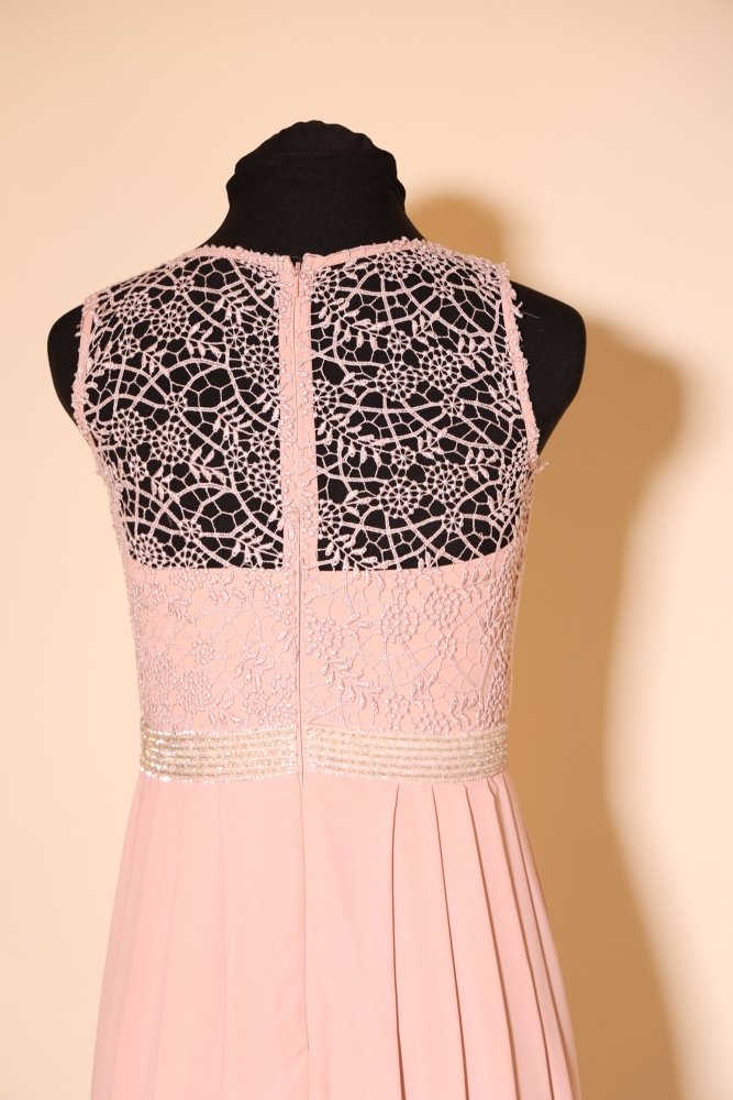 Second Hand hochgeschlossenes Chiffonkleid mit Glitzergürtel, rosa - Dein Kleiderladen