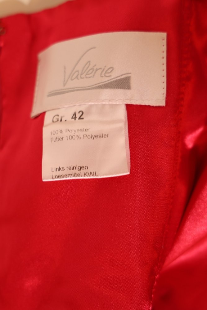 Second Hand hochgeschlossenes Chiffonkleid mit Spitze, rot - Dein Kleiderladen