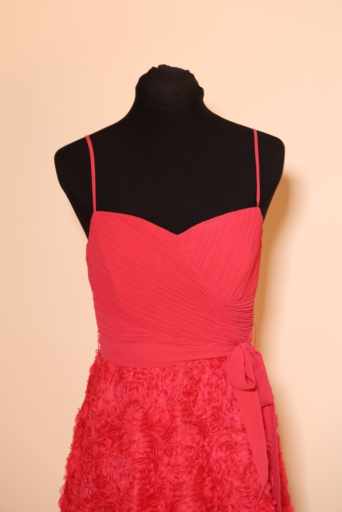 Second Hand kurzes Abendkleid mit besticktem Rock und Herzausschnitt, pink - Dein Kleiderladen
