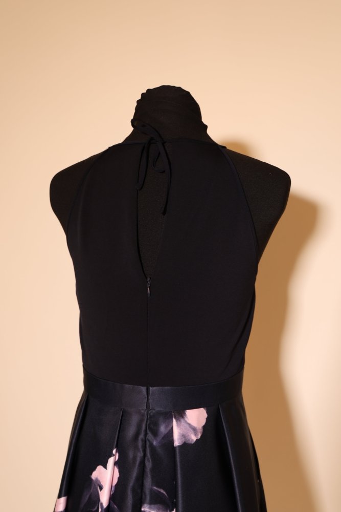 Second Hand kurzes Abendkleid mit elegantem Blumenmuster, dunkelblau - Dein Kleiderladen