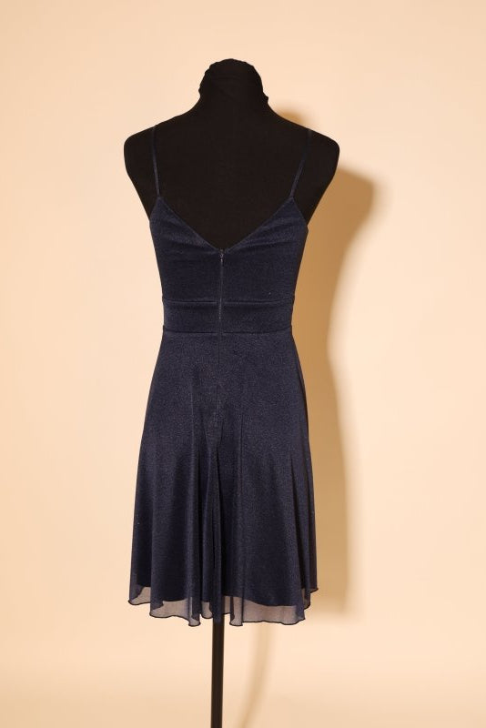 Second Hand kurzes Glitzerkleid mit V - Ausschnitt, dunkelblau - Dein Kleiderladen