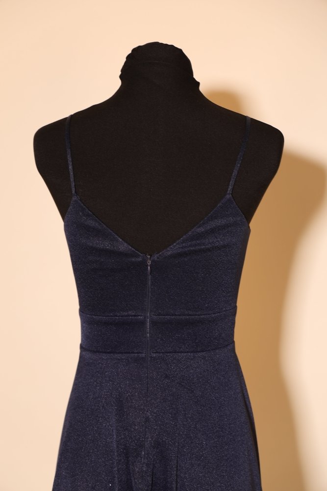 Second Hand kurzes Glitzerkleid mit V - Ausschnitt, dunkelblau - Dein Kleiderladen