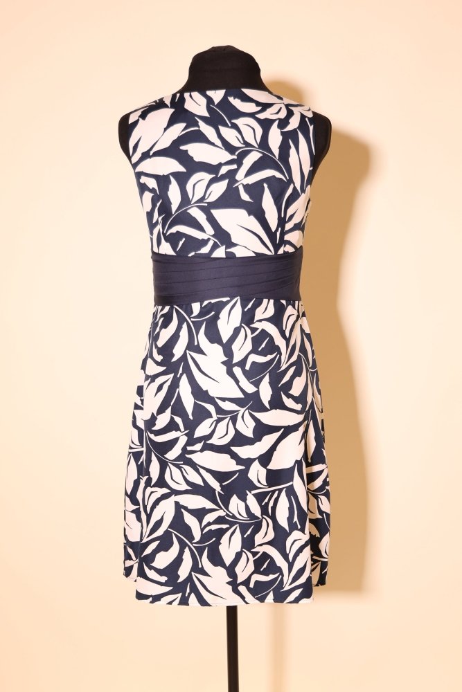 Second Hand kurzes Kleid mit floralem Muster, dunkelblau/weiß - Dein Kleiderladen