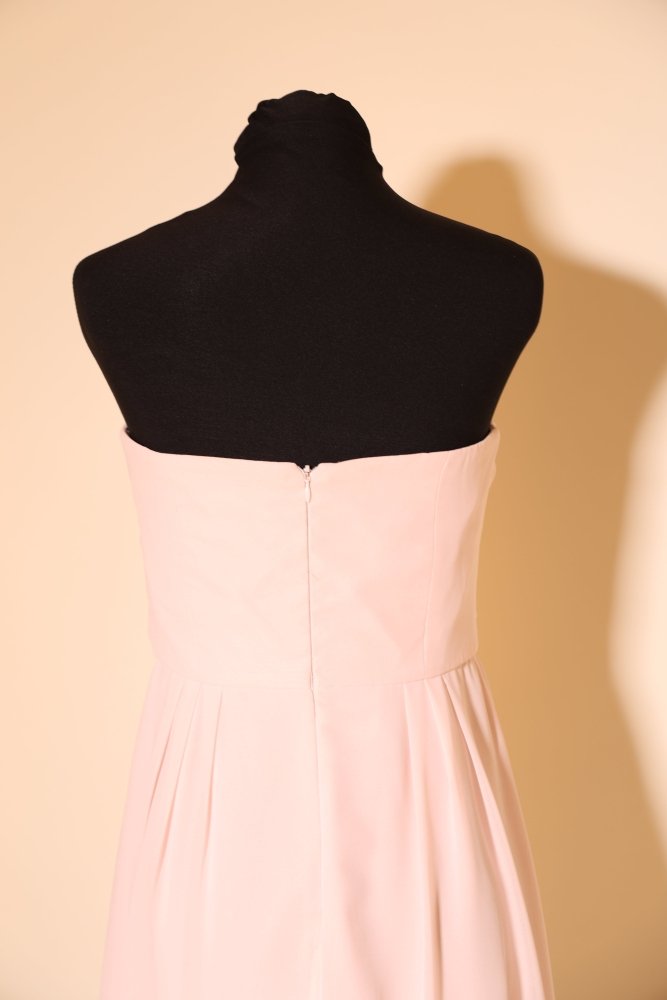 Second Hand kurzes trägerloses Chiffonkleid, rosa - Dein Kleiderladen
