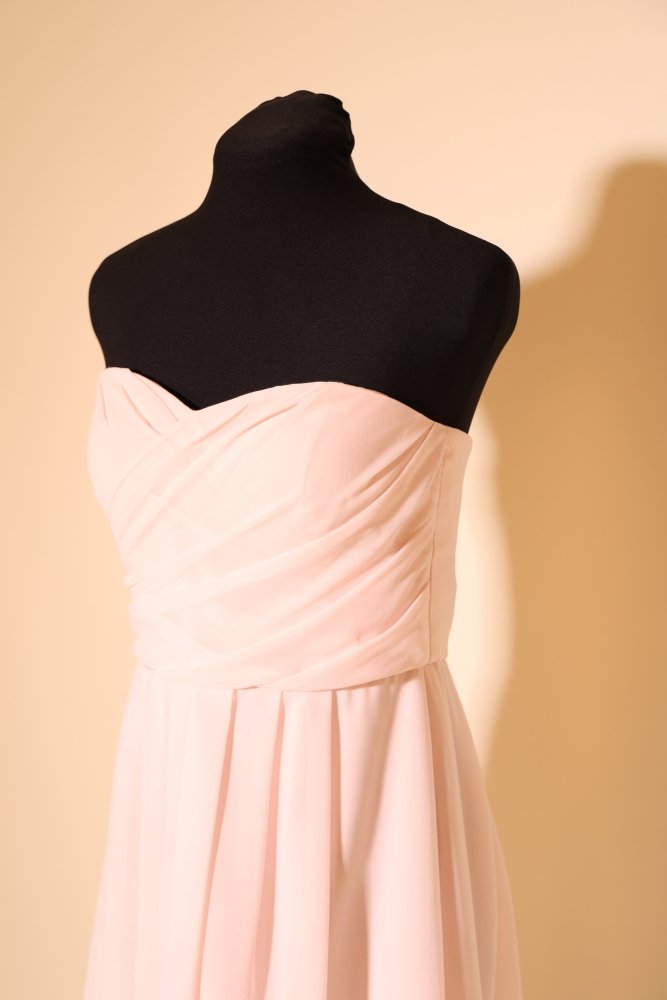 Second Hand kurzes trägerloses Chiffonkleid, rosa - Dein Kleiderladen