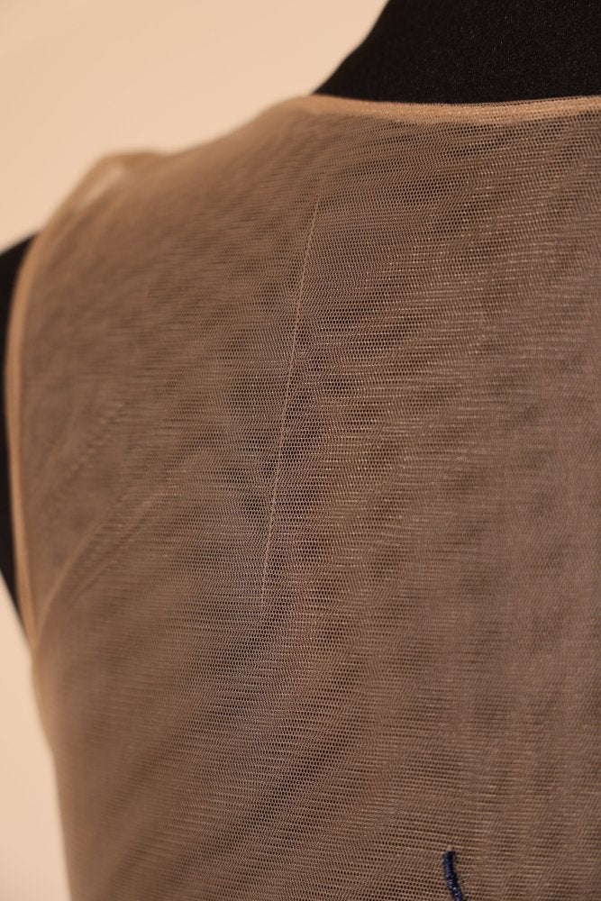 Second Hand langes Tüllkleid mit rankender Blumenspitze, dunkelblau - Dein Kleiderladen