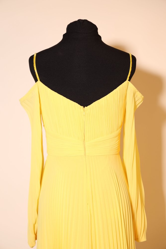 Second Hand Plisseekleid mit langen Ärmeln, gelb - Dein Kleiderladen