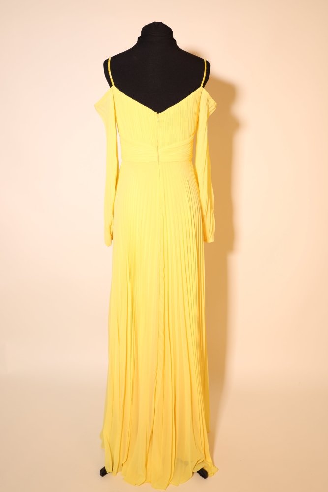 Second Hand Plisseekleid mit langen Ärmeln, gelb - Dein Kleiderladen