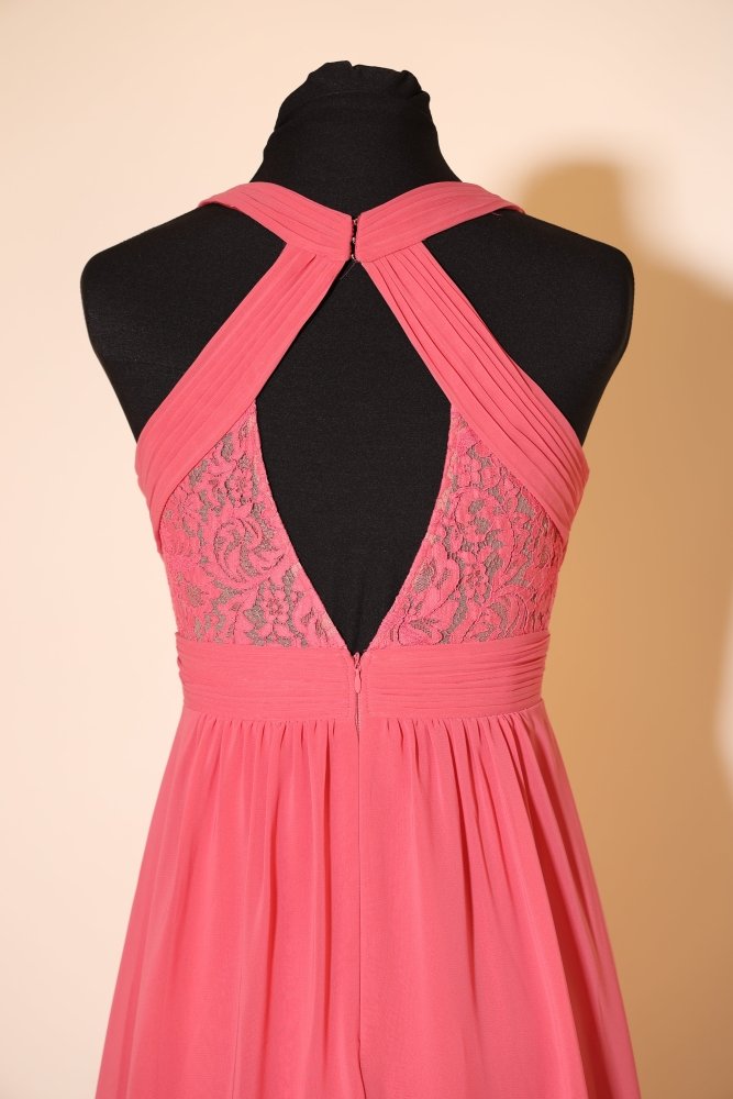 Second Hand schlichtes Chiffonkleid mit besonderem Rückenausschnitt, pink - Dein Kleiderladen