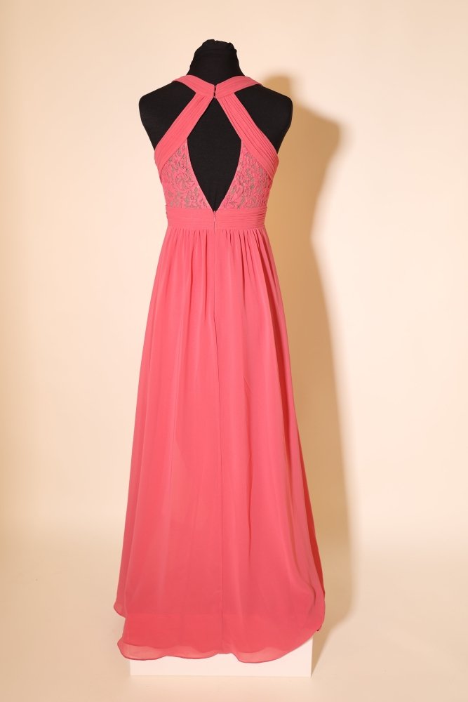 Second Hand schlichtes Chiffonkleid mit besonderem Rückenausschnitt, pink - Dein Kleiderladen