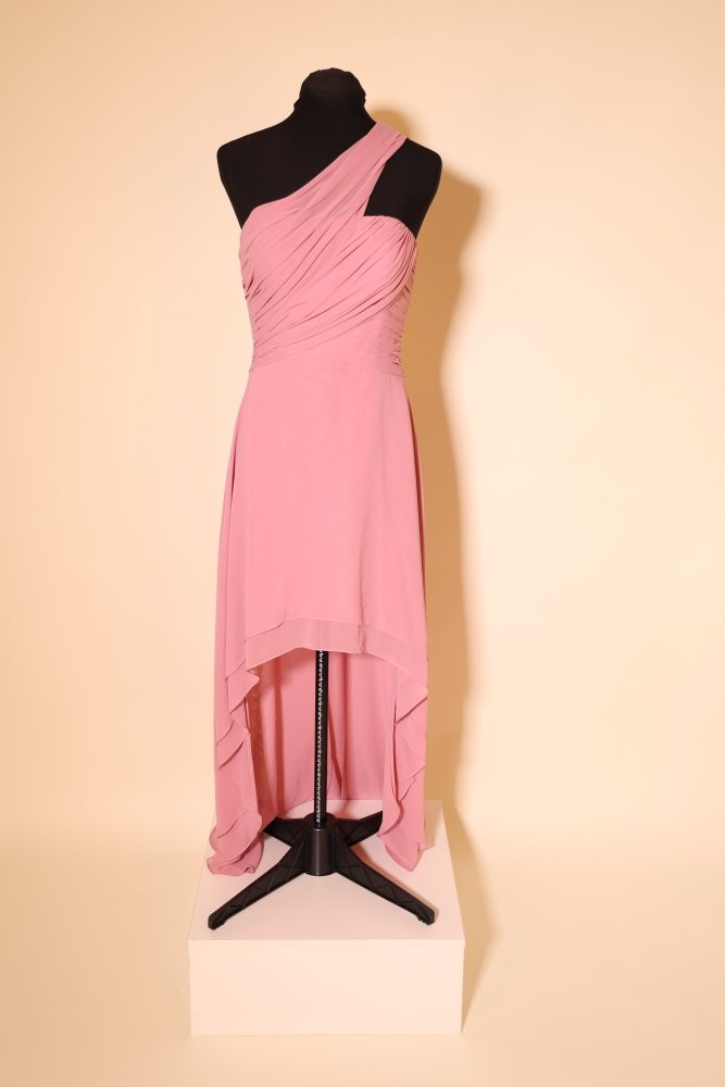 Second Hand schlichtes One - Shoulder Vokuhilakleid, rosa - Dein Kleiderladen