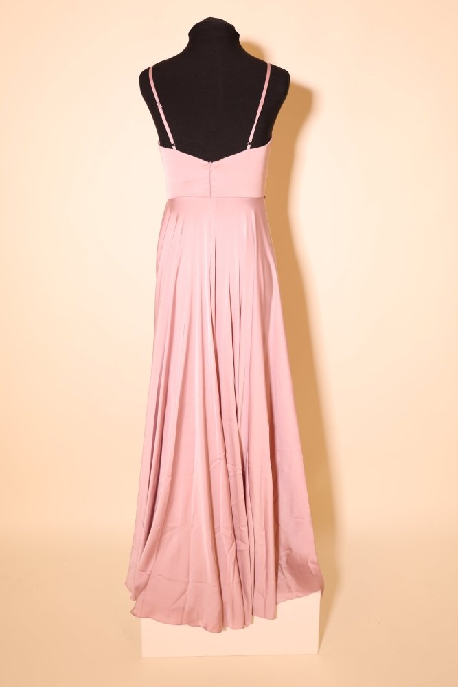 Second Hand schlichtes Satinkleid mit V - Ausschnitt, rosa - Dein Kleiderladen