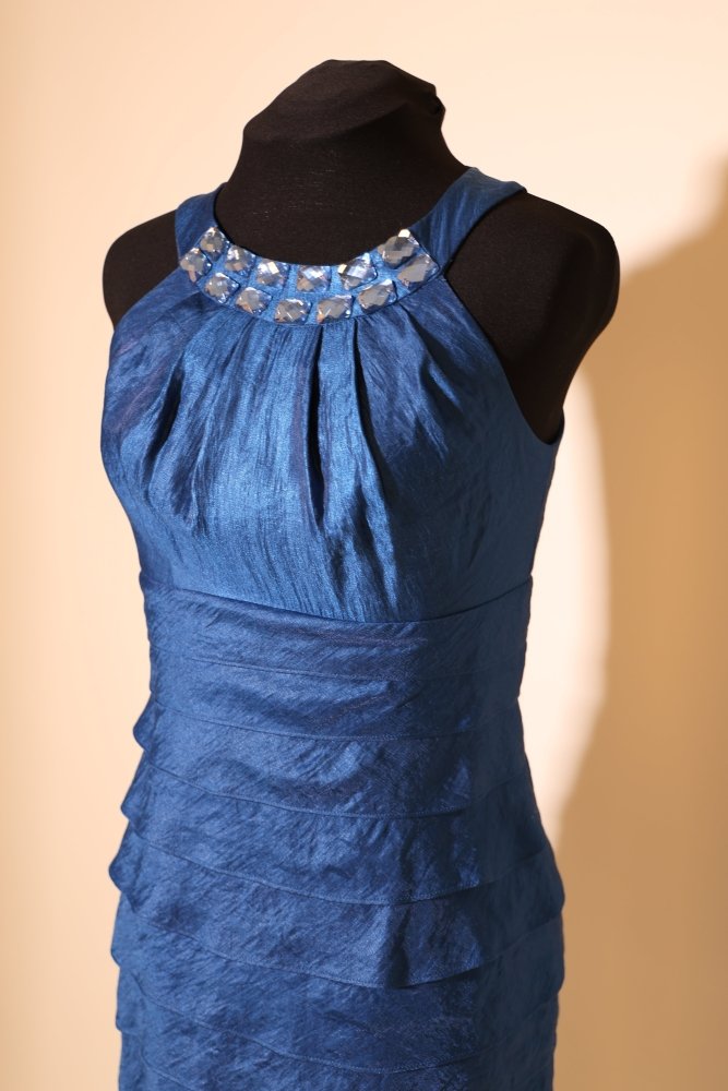 Second Hand Stufenkleid mit Glitzersteinen, royalblau - Dein Kleiderladen