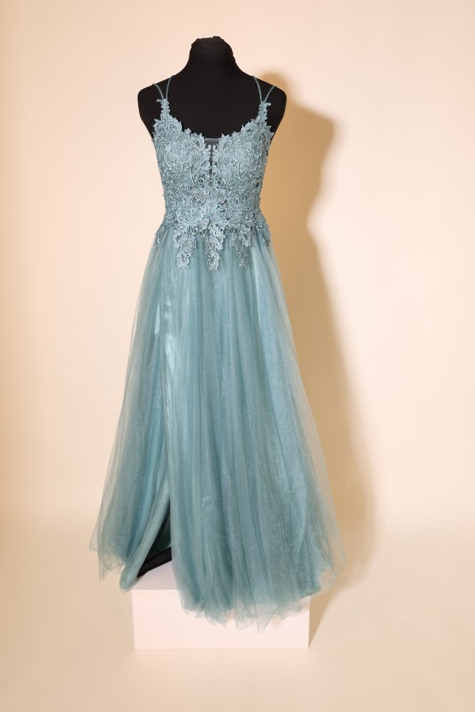 Second Hand Tüllkleid mit besonderer Rückenschnürung, ozeanwelle - Dein Kleiderladen