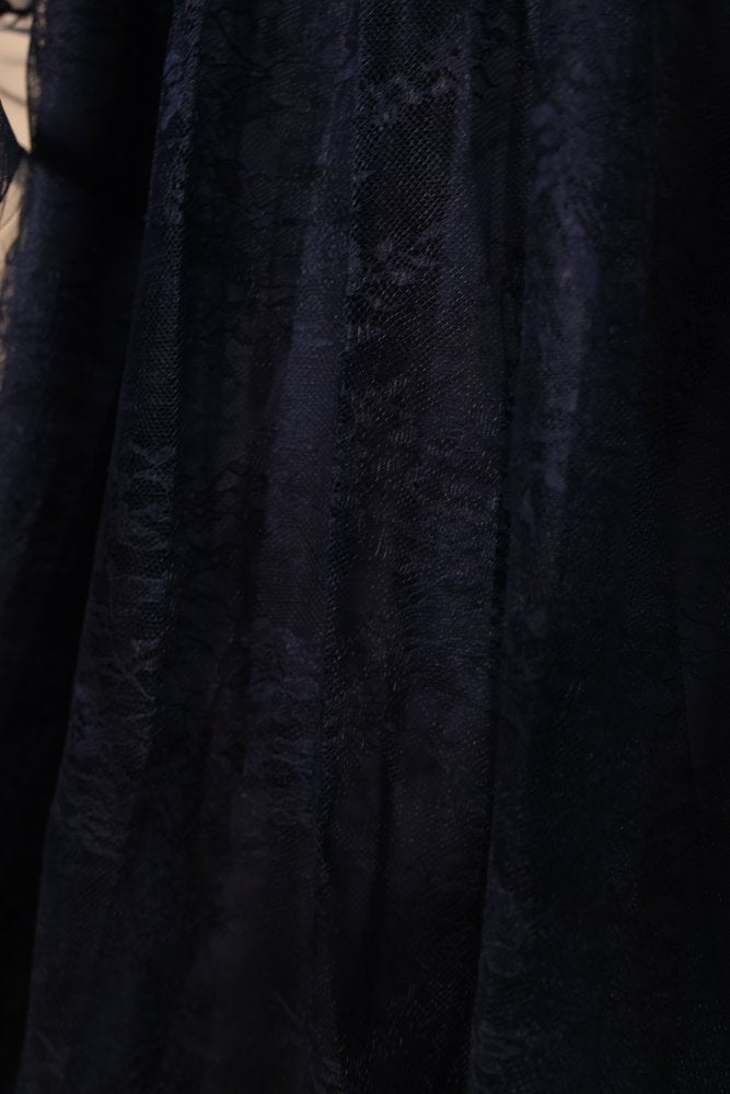 Second Hand Tüllkleid mit Corsage, Schnürung und Spitze, dunkelblau - Dein Kleiderladen