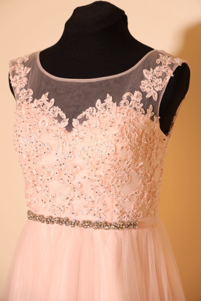 Second Hand Tüllkleid mit Glitzergürtel und Schnürung, hellrosa - Dein Kleiderladen
