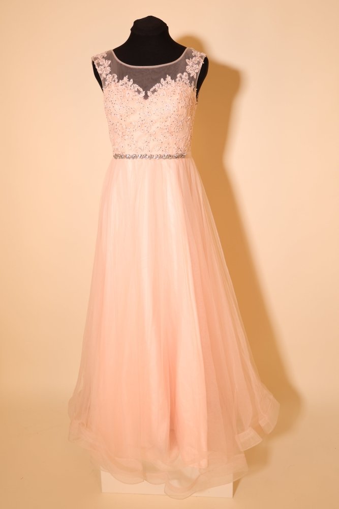 Second Hand Tüllkleid mit Glitzergürtel und Schnürung, hellrosa - Dein Kleiderladen