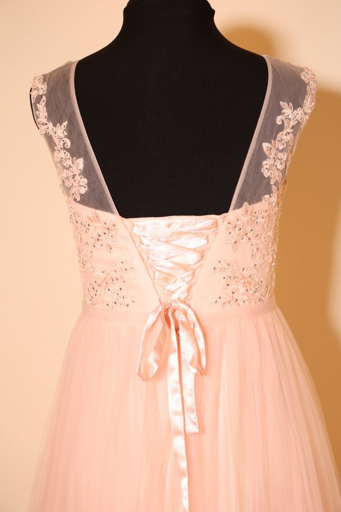 Second Hand Tüllkleid mit Glitzergürtel und Schnürung, hellrosa - Dein Kleiderladen