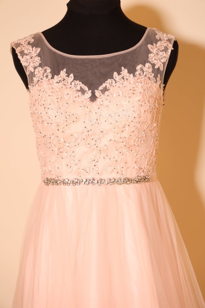 Second Hand Tüllkleid mit Glitzergürtel und Schnürung, hellrosa - Dein Kleiderladen