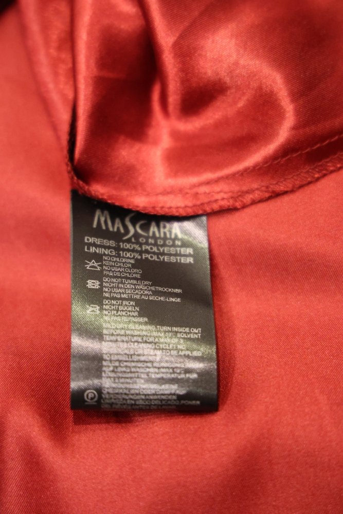 Second Hand Tüllkleid mit Spitze und V - Ausschnitt, dunkelrot - Dein Kleiderladen
