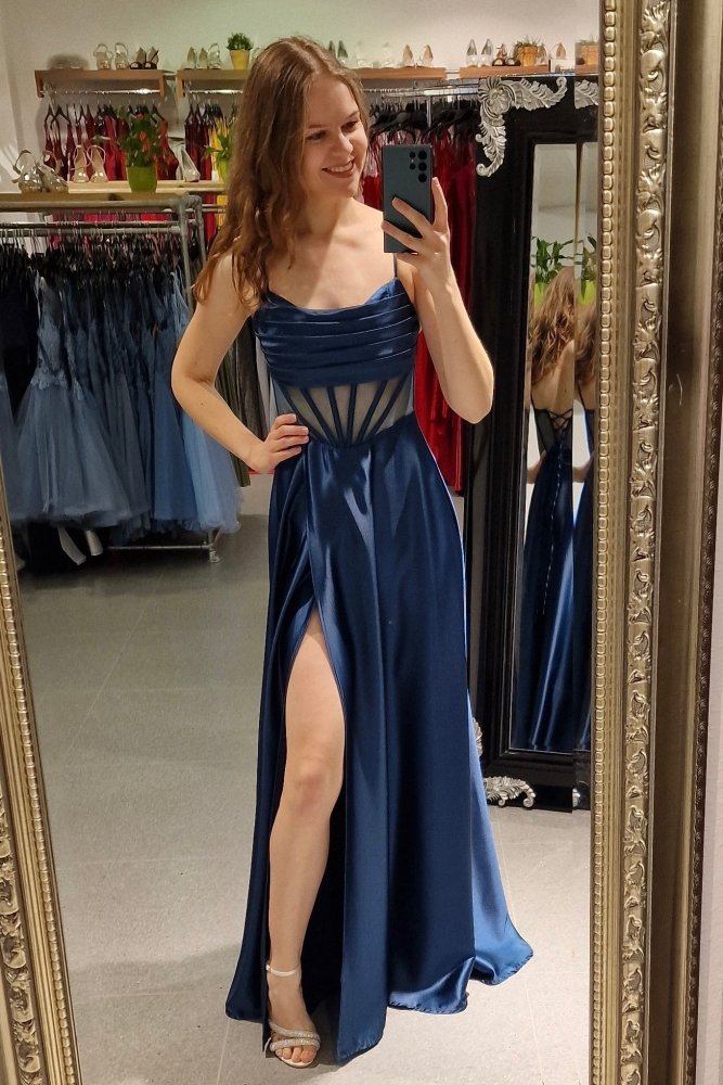 Ballkleid - Abendkleid mit Schnürung, petrol - Dein Kleiderladen