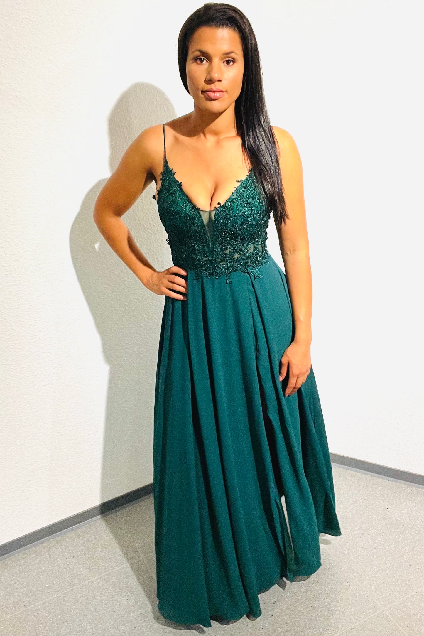 elegantes Ballkleid, dunkelgrün - Dein Kleiderladen